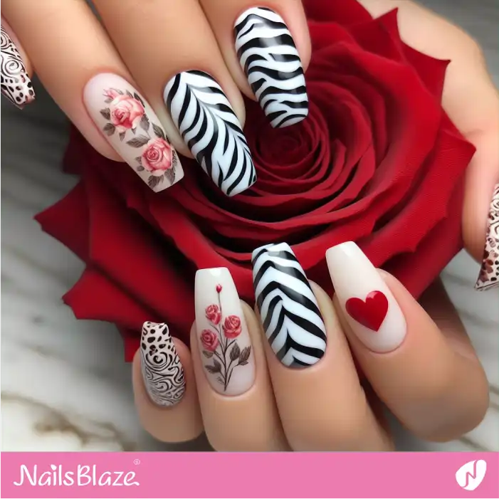 Zebra Print Nails for Valentine | Animal Print Nails - NB2442